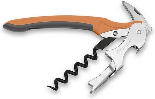Professional Waiter's Bottle Opener Murano Orange-Black Made In Italy 071.56015