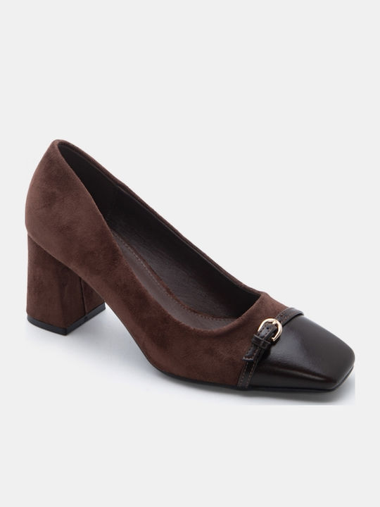 Pointed Toe Heels with Medium Brown Heel