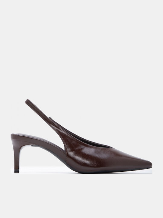 Pointed Toe Heels with Medium Brown Heel