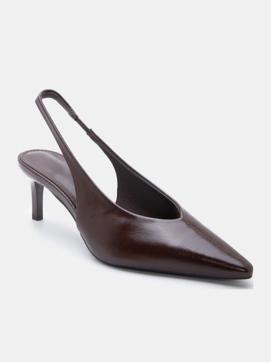 Pointed Toe Heels with Medium Brown Heel