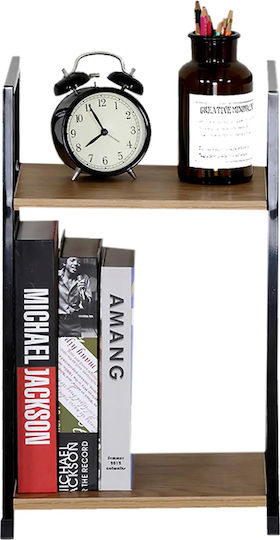 Bücherregal Artemis-3048 Dürres 2 Regale 29,1x23,5x48cm Schwarz Metallischer Rahmen