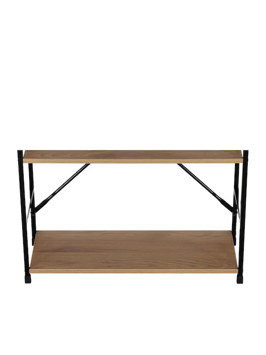 Bookcase Artemis-6080 Oak 3 Shelves 58.6x23.5x80cm Black Metal Frame