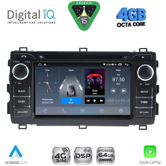 Digital IQ Автомобилна Аудио Система за Toyota Auris 2013-2015 (Bluetooth/USB/Вграден Wi-Fi/GPS) с Touch Screen 7"
