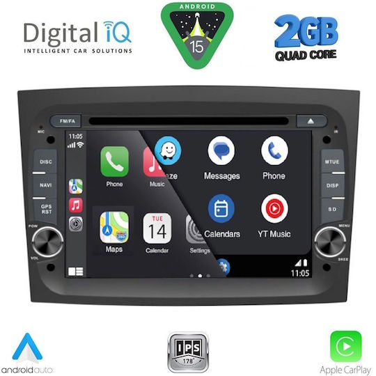 Digital IQ Автомобилна Аудио Система за Opel Combo Fiat Doblo Bluetooth USB WiFi GPS Apple CarPlay Android Auto с Touch Screen 7"