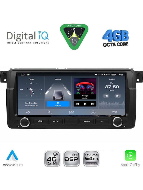 Digital IQ Auto-Audiosystem Für BMW E46 1998-2005 Bluetooth USB Eingebautes Wi-Fi GPS Apple CarPlay Android Auto Mit 8.8 Zoll Touchscreen DIGITAL IQ BLD 253 CPA