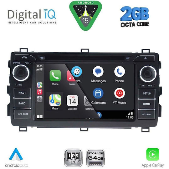 Digital IQ Автомобилна Аудио Система за Toyota Auris 2012-2015 (Bluetooth/USB/Вграден Wi-Fi/GPS/Apple CarPlay/Android Auto) с Touch Screen 7"