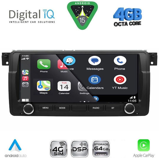 Digital IQ Car Audio System for BMW Series 3 / E46 1998-2005 (Bluetooth/USB/WiFi/GPS/Apple CarPlay/Android Auto) with 8.8" Touch Screen