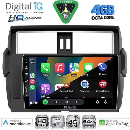 Digital IQ Ηχοσύστημα Αυτοκινήτου για Toyota Prado 2014-2017 (Bluetooth/USB/WiFi/GPS/Apple-Carplay/Android-Auto) με Οθόνη Αφής 10"
