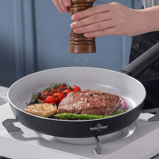 Swiss Haus 32cm Frying Pan Ergonomic Insulated Textured Handle Black