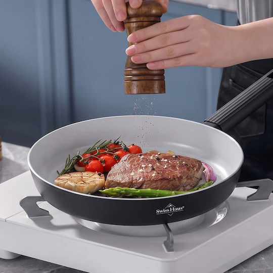 Swiss Haus 30cm Frying Pan Ergonomic Insulated Textured Handle Black