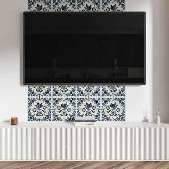 Vinyl Tiles Kitchen Motif Bird Flower Pattern 6x60x30 Cm