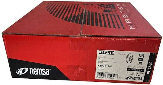 Remsa 6972.10 Σετ Δισκόπλακες Μπροστά 2τμχ Audi Cupra Seat Skoda Vw Πλευρά Τοποθέτησης Μπροστινός Άξονας Διάμετρος:312