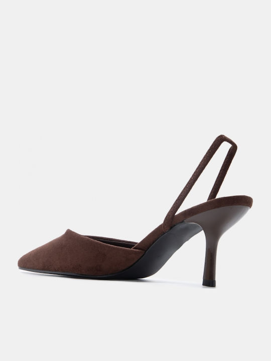 Spitze Zehe Pumps mit Braun Absatzhöhe
