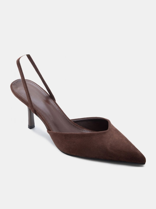 Spitze Zehe Pumps mit Braun Absatzhöhe
