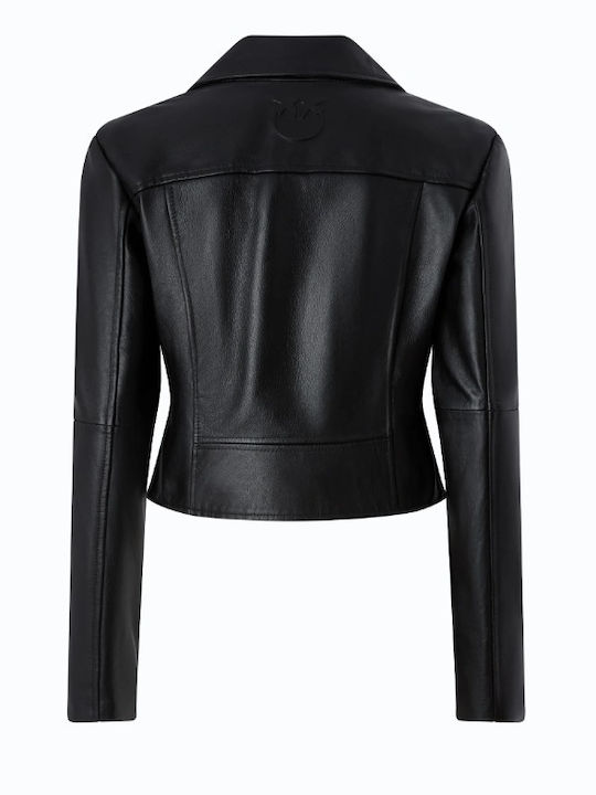 Leather Women's Jacket for Winter Black