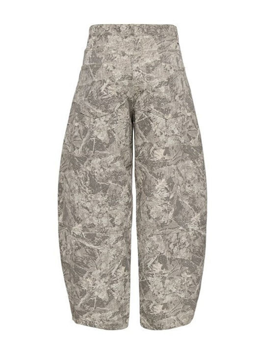 Damen Hochbund Stoffhose in Loose Passform Khaki