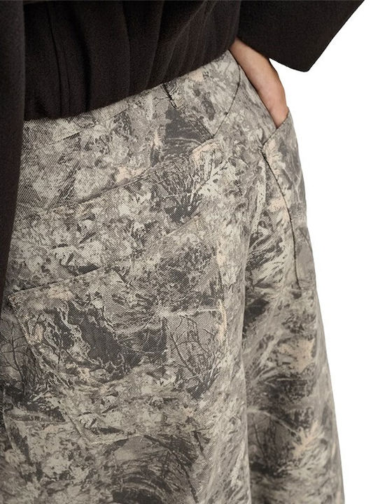 Damen Hochbund Stoffhose in Loose Passform Khaki
