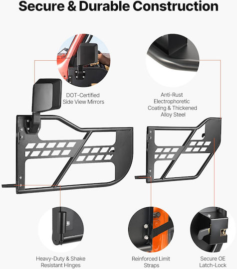 Vevor Tube Doors 4 Door Jeep Wrangler JL JLU 2018-2026 Gladiator JT 2020-2026 Steel Mirrors JPC4MCXSLFG2H19VI001V0