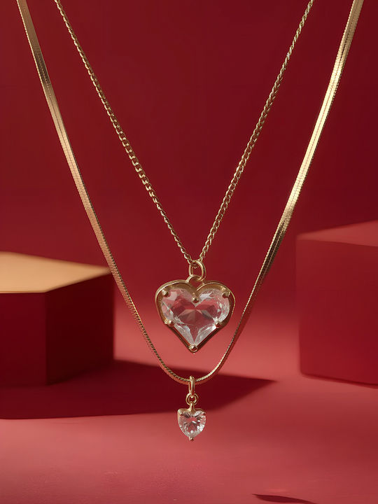 Chrysothemiss Necklace Golden Heart Duo