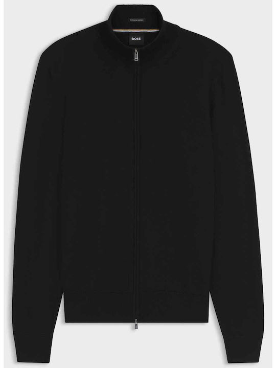 Herren Gestrickte Kapuzenjacke Schwarz
