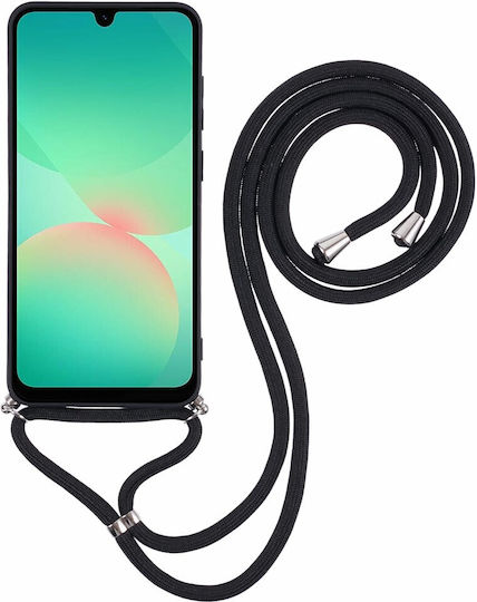 Hurtel Back Cover din Silicon cu Curea pentru Gât Negru (Galaxy A17Oppo A17)