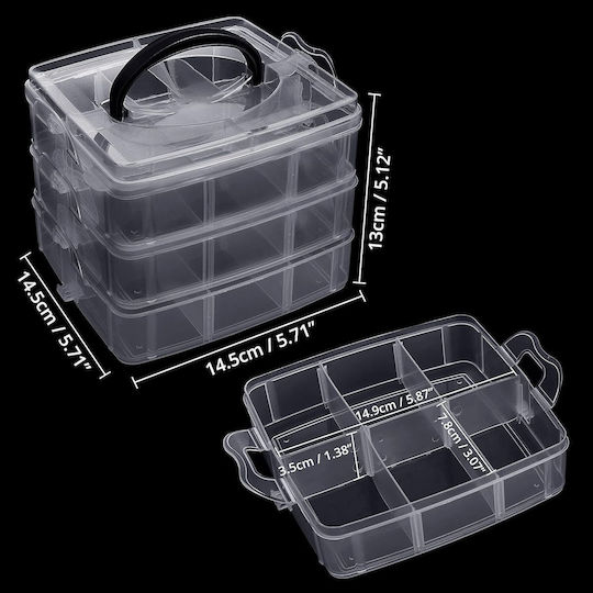 Embroidery Thread Set Handi Stitch 150 Colored Threads Polyester Cotton 30 Needles Transparent Organizer 14.5 X 14.5 X 13 Cm Accessories Multicolor