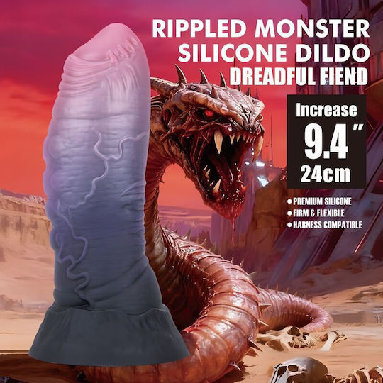 Power Monsters Dreadful Fiend Bicolor Fantasy Dildo με Βεντούζα Ροζ