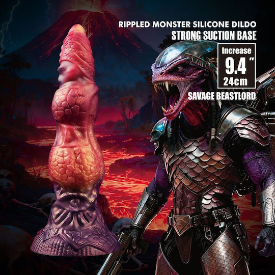 Power Monsters Savage Beastlord Tricolor Fantasy Dildo With Suction Cup Purple