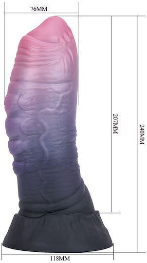 Power Monsters Dreadful Fiend Bicolor Fantasy Dildo με Βεντούζα Ροζ