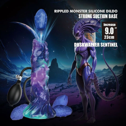 Power Monsters Duskwalker Sentinel Tricolor Dildo Φουσκωτό Μπλε