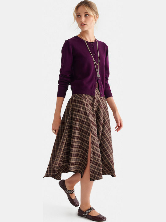 Attrattivo Damen-Gestrickte Strickjacke mit Knöpfen Lila