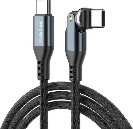Mobile Origin Angle (90°) / Braided Cable USB-C Male - USB-C 240W PD Grey 1m MO-MRC-CB14