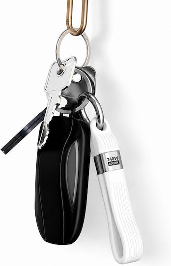 Mobile Origin Geflochtenes USB Typ-C Kabel Keychain USB 2.0 Video Kabel USB-C männlich - USB-C 240W PD Weiß 0,13m