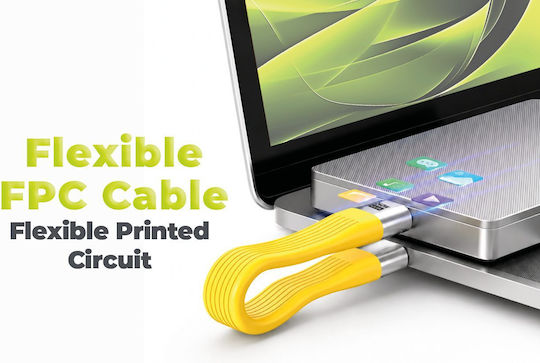 Mobile Origin Braided / Flat / Keychain Cablu Video USB 2.0 USB-C tată - USB-C 240W PD Galben 0.13m MO-UK-CB17-YLW