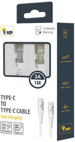 iUP USB 2.0 Cable USB-C Male - USB-C 35W White 1m