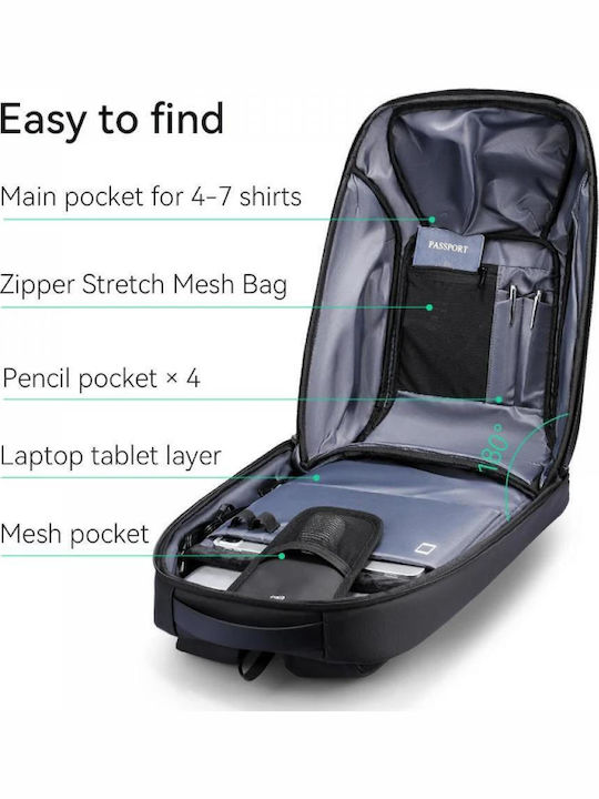 Rucsac Multifuncțional Mark Ryden Ergonomic cu Spate Respirabil și Ventilat din Plasă Compatibil cu Laptop de 17,3 Inch și Tabletă de 12,9 Inch 27l Port Usb Micro Usb Impermeabil Antifurt Negru