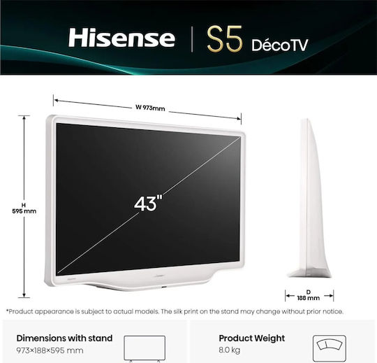 Hisense Smart Телевизор 43" 4K UHD QLED S5Q HDR (2026) 43S5Q