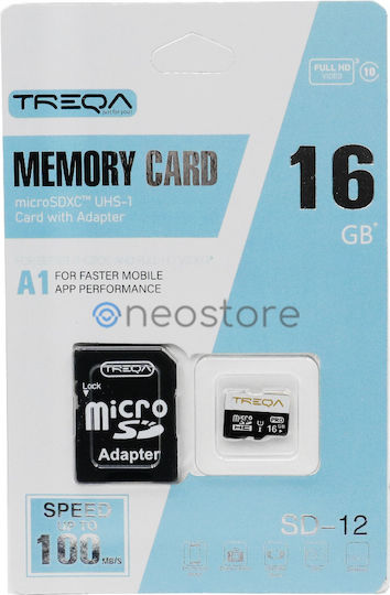 Treqa SD-12 SDHC 16GB U1 A1 UHS-I 100MB/s mit Adapter