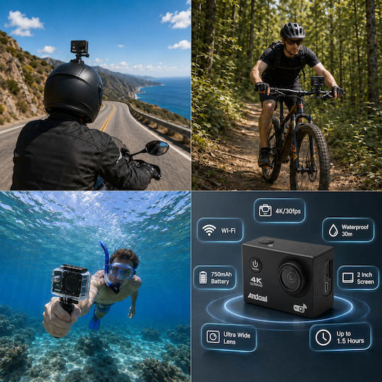 Andowl Qk999 Hd Action Camera HD (720p) Μαύρη