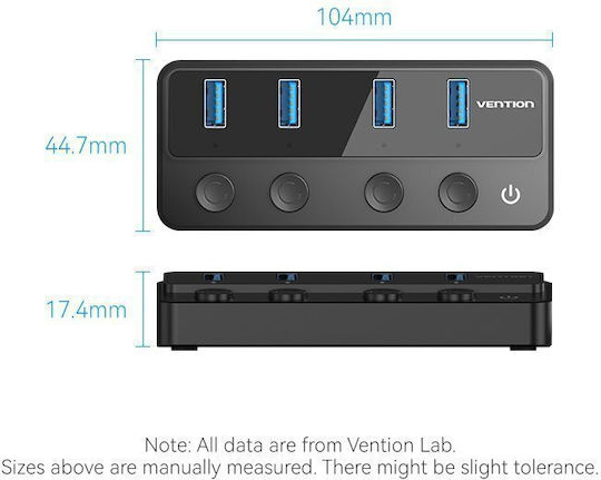 Vention Hub 4 Θυρών USB 2.0 με σύνδεση USB-A / USB-C
