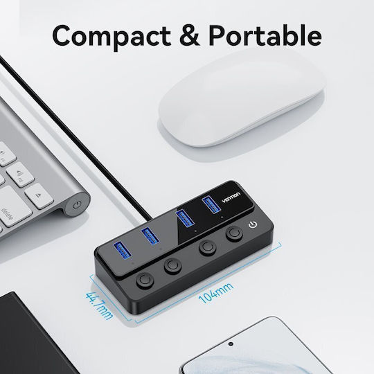 Vention Hub 4 Θυρών USB 2.0 με σύνδεση USB-A / USB-C