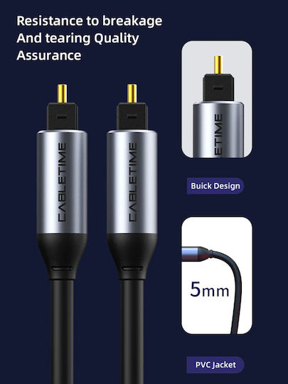 Cabletime Optical Audio Cable TOS Male - TOS Male Black 3m (CT-AV380-P04GN)
