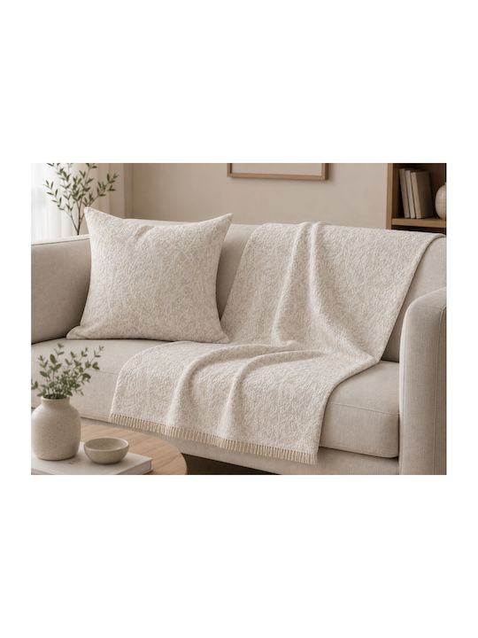 Xionoula Home Armchair Throw Jacquard 180x180cm Ecru