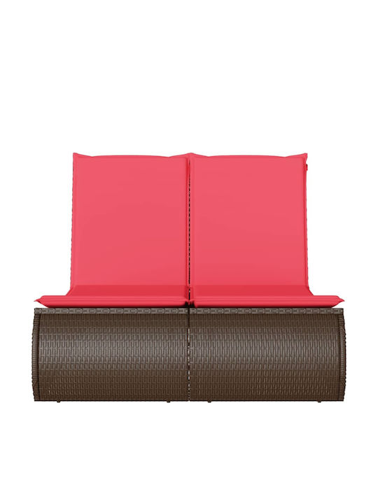 Șezlong Dublu Rattan Cu Pernă Maro 110x178cm