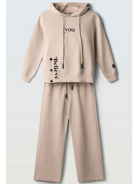 Kids Tracksuits Beige 2 Pieces