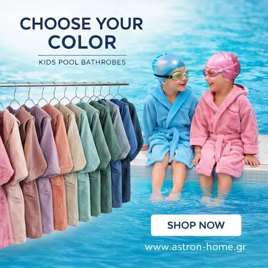Astron Italy Kinderbademantel Flieder mit Kapuze