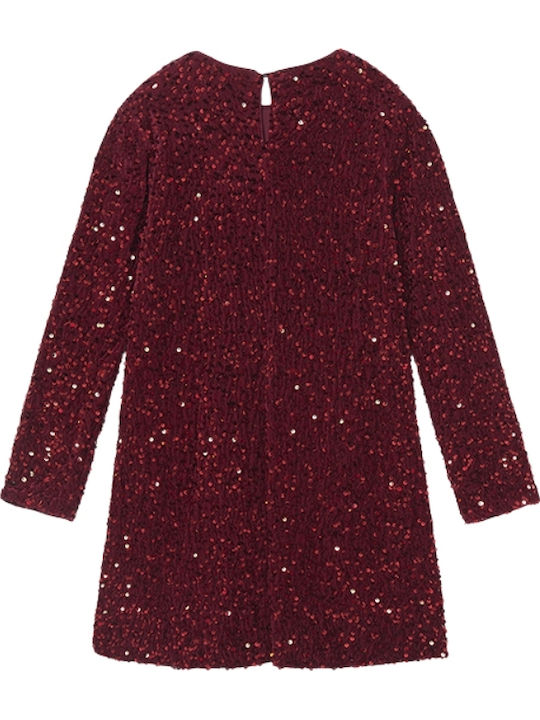Mädchenkleid Langärmelig Samt Rosa