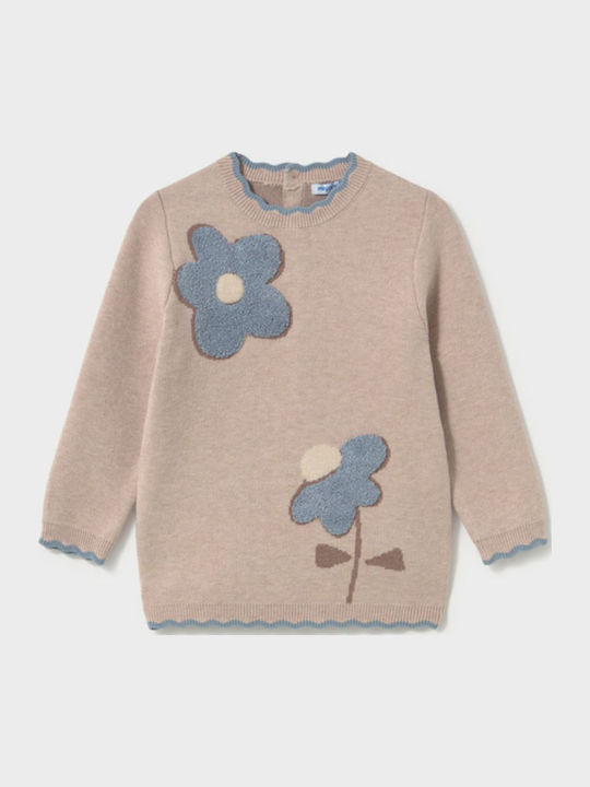 Girls Dress Long Sleeve Knitted Set with Accessories Brown Mix