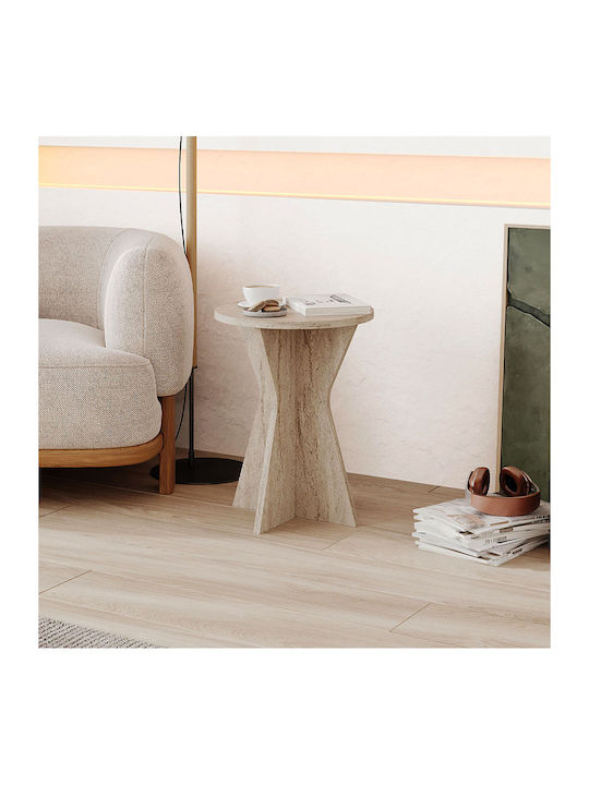 Кръгла Странична Маса Дървена Travertine Ш40xД40xВ51.8см.