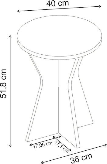 Round Side Table Wooden Sandstone W40xL40xH51.8cm